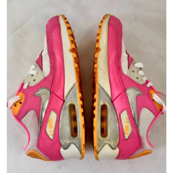 Youth Nike air Max 90 GS pink glow / metallic/Silver Rare Color Size 6.5 Y - Picture 3 of 7